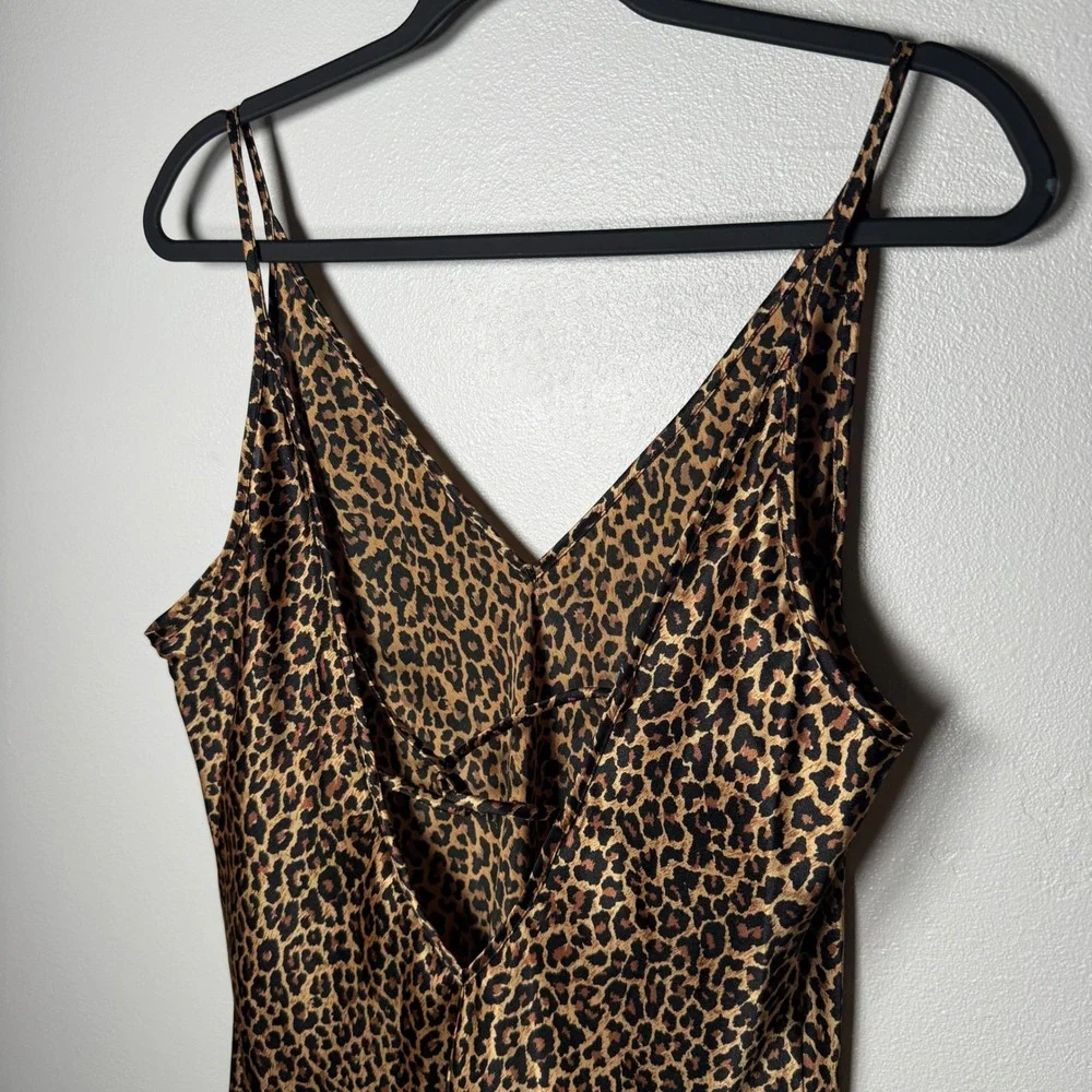 Vintage Sophia by Delicates 90s Leopard Satin Slip Dress Mob Wife Low Back Large - Picture 6 of 14